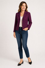 CABI Frolic Blazer Jacket Womens 6 Purple Lace Cotton Blend Lined PTA Mom