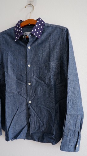 Camicia da donna Comme des garcons blu indaco denim colletto a pois Francia S - Foto 6 di 12