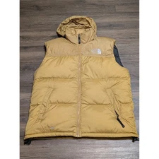 The North Face Two-Tone Khaki 700 Down Vest Jacket Mens Size Large Packable Hood