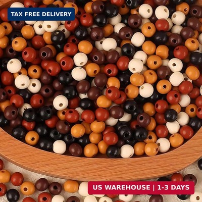 DAHI 1000Pcs Wooden Beads for Crafts Assorted 8mm Wood Bead Colors Round Natural