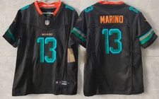 Tariffs​ Free~ YOUTH'S Dan Marino #13 Dolphins FUSE Rivalries Pitch Blue Jersey.