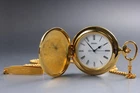[Near MINT]  Vintage SEIKO Gold Pocket Watch 7N21-0A00 Quartz w/Chain From JAPAN
