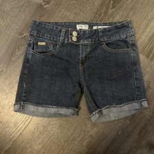 Indigo Rein Juniors Shorts Size 9 Cuffed Blue Denim Dark Wash Stretch