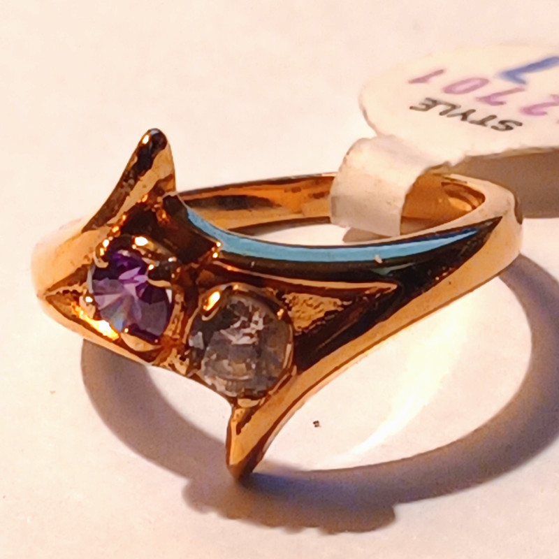 Vintage Mothers Ring 14K Gold Electroplate CZ'S Birthstone Ring Multicolor SZ 7