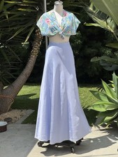 Vintage 1990s Blue Maxi Long Skirt Satin 90s Skirt
