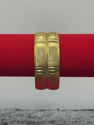 2x dicke goldene Designer Armreifen (Größe 2,10 / große Handgelenke)