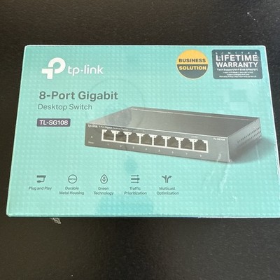 TP-LINK 8-Port Gigabit Switch 10/100/1000Mbps TL-SG108 (UN) Ver 9.6 Sealed