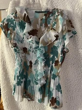 Blouse Sz L Separates By New York City Design Co Sheer Floral Design Poly Flows 