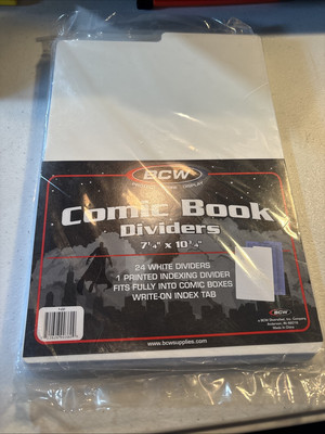 BCW Comic Dividers 7 1/4 X 10 3/4 (24 white dividers + 1 printed indexing) NEW