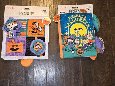 Peanuts Snoopy Sensory Crinkle Blanky Teether Activity Toy Book Halloween Baby