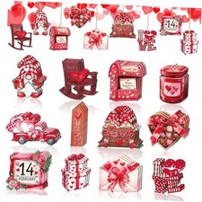 36 Pcs Valentine s Day Wooden Ornaments, Red Valentines Tree Decorations