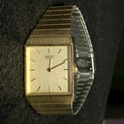 Vintage Seiko Quartz Gold Tone Rectangular Watch 5Y00-5020 Needs Battery