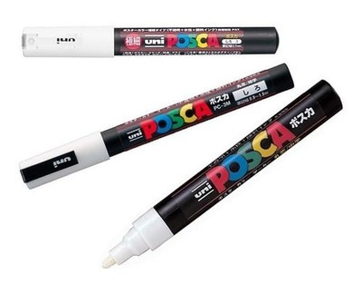 Uni Posca white markers set - 3 kind of Paint Marker Pen - Extra Fine White
