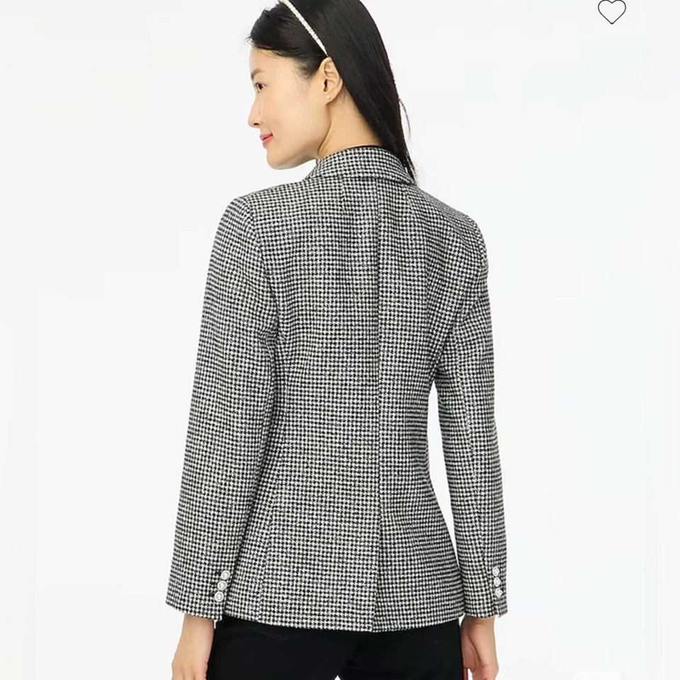 J. Crew NWT Women's Sparkle Houndstooth One-Button Blazer Black White Size 6 - Image 4 of 4