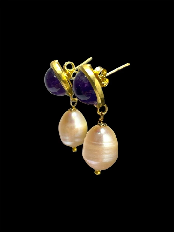 Orecchini con ametiste per le barocche in argento 925 - Immagine 2 di 4