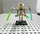 Custom Star Wars General Grievous Minifigure with 4 sabers and stand - NOT LEGO