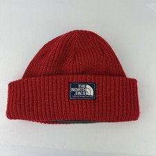 The North Face Lined Cuffed Knit Beanie Hat Red One Size Free Shipping