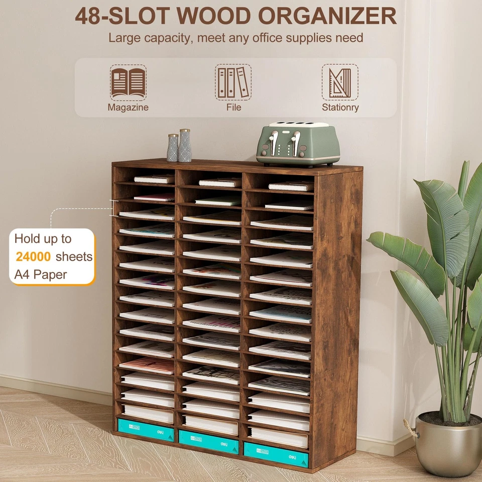 Literature Organizer, Heavy Duty 48 Compartments Countertop Mail Organizer wi... - Image 4 of 4