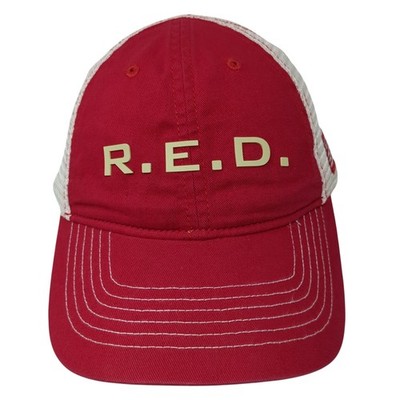 R.E.D. Strapback Trucker Cap Red One Size Adjustable Mesh Back Vortex Gear
