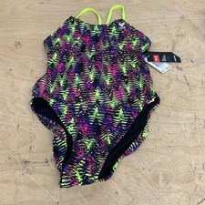 TYR Durafast One Women Waikiki Cutoutfit Yellow/purple Swimsuit SZ 30 New