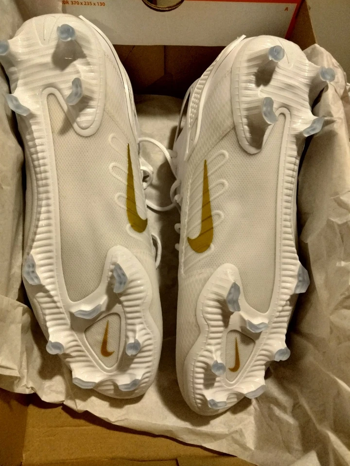 Мужские бутсы лакросс Nike Huarache 9 Elite LAX средние белые/золотистые размер 13 FD0088-100 - Изображение 3 из 4