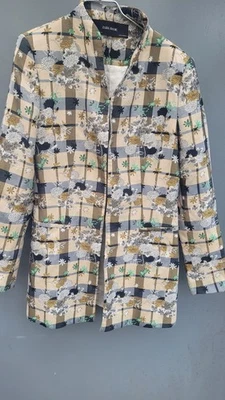 Checked And Floral Zara Basic Blazer Jacket Size Small 8 - Image 1 of 4