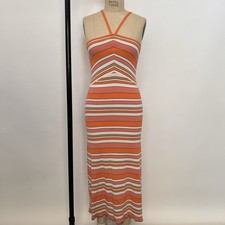 Minkpink orange striped halter neck bodycon dress Size S