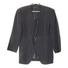 JURGEN LEHL Pleated Samue Wood Buttons Shoulder Pads jacket black 5-0411M♪