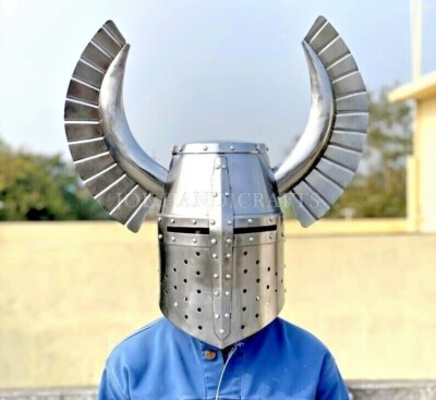 Halloween Horn Armor Helmet Medieval Templar Crusader Helmet