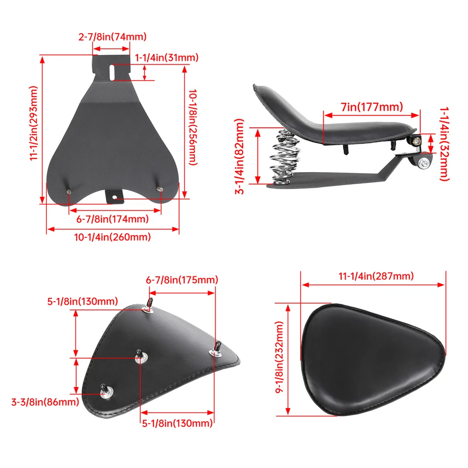 Soporte de resorte de asiento individual para motocicleta con base para Harley Sportster Chopper Bobber Foto 2 de 4
