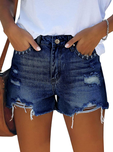 Women'S High Waisted Denim Shorts Casual Ripped Summer Hot Short Jeans Frayed Di