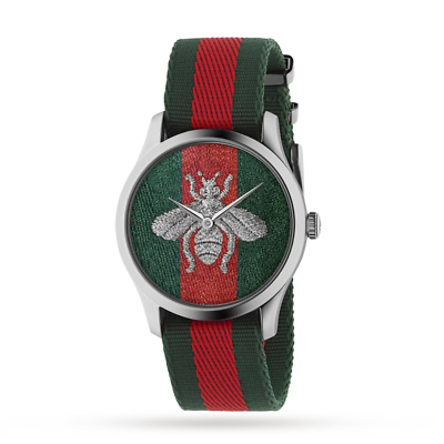 Gucci G-Timeless YA1264148 Bee Green and Red Dial Stainless Steel