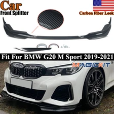 Front Bumper Lip Splitter Carbon Look For BMW 3 Series G20 330 M Sport 2019-2021