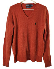 Polo Ralph Lauren Mens M 100 Lambswool Sweater V-Neck Pullover Long Sleeve