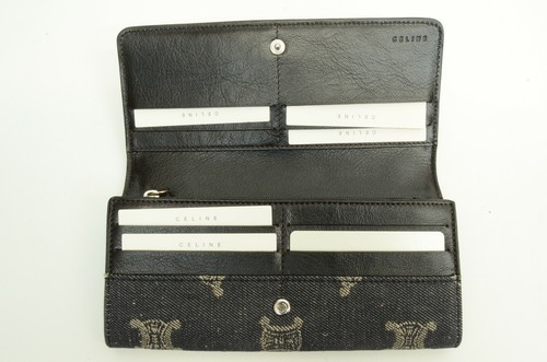 Authentic Celine Denim Clutch Wallet Signature Logo Clutch Accessory Organizer - Picture 4 of 12