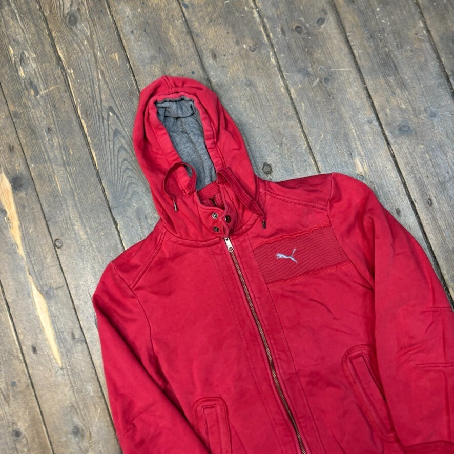 Puma Hoodie Mens Y2K Full Zip Vintage Sweatshirt, Red, Medium image 3