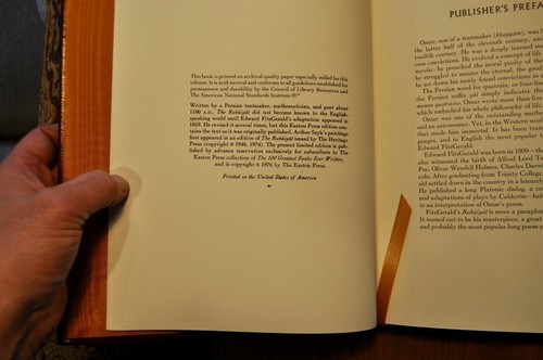 Omar Khayyam, Edward Fitzgerald THE RUBAIYAT OF OMAR KHAYYAM Easton Press 1st Ed - Imagen 5 de 5