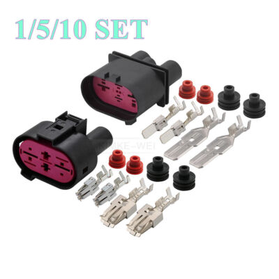 Car Fan Radiator Plug Socket 4 Pin Automotive Radiator Fan Connector Plug Socket Kit for VW Audi ...