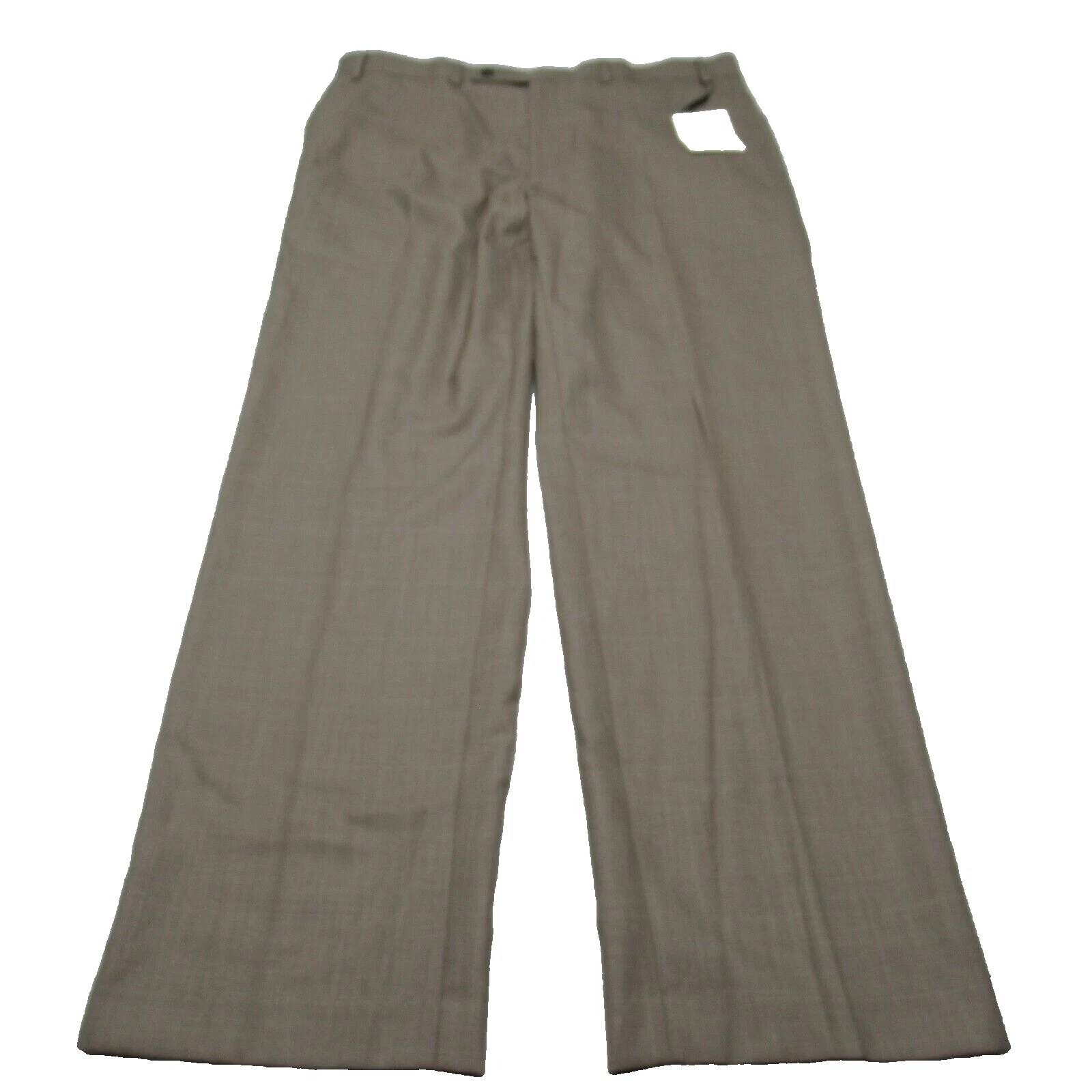Calvin Klein Dress Pants Men 36x32 Light Brown Check Straight Flat Front $75 NEW thumbnail 2