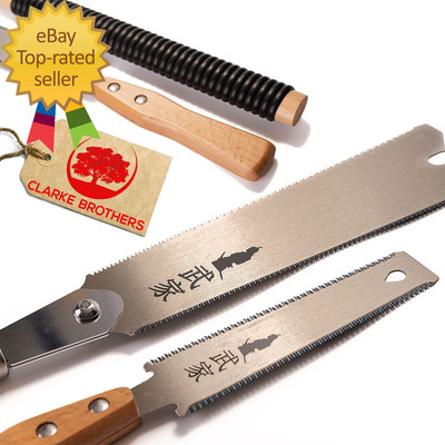 Set of 2 Ryoba Japanese Pull Saw 9.5 Inch and Flush Cut Saw 6 Inch Woodworking