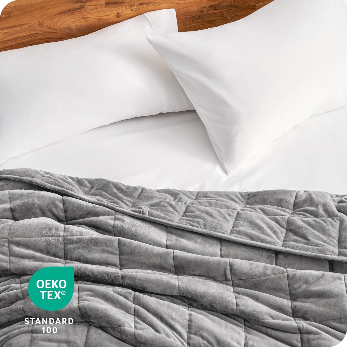 Bare Home Weighted Blanket Minky Fleece Nontoxic Glass Beads