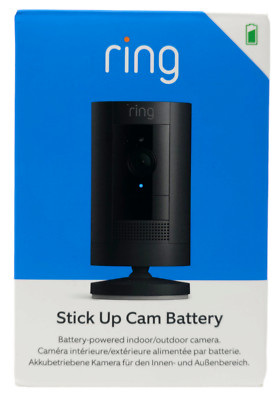 Ring Außenkamera Akku Stick Up Cam Battery Überwachungskamera aussen Schwarz