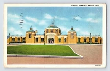 Postcard Ohio Akron OH Airport Terminal 1937 Posted Linen