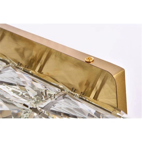 Elegant Lighting Valetta 12" Metal and Crystal LED Linear Wall Sconce in Gold - Picture 5 of 8