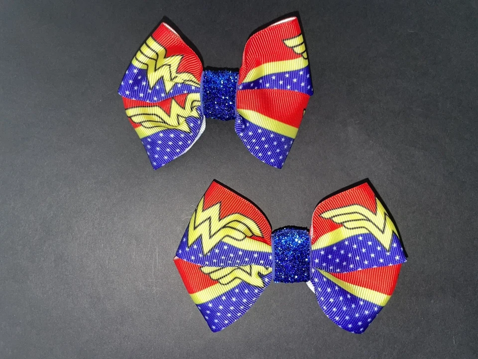 Wonder Woman Hair Bows - Girls Hair Bows - Hair Clips - Super Hero Hair Bows  - Image 3 of 4