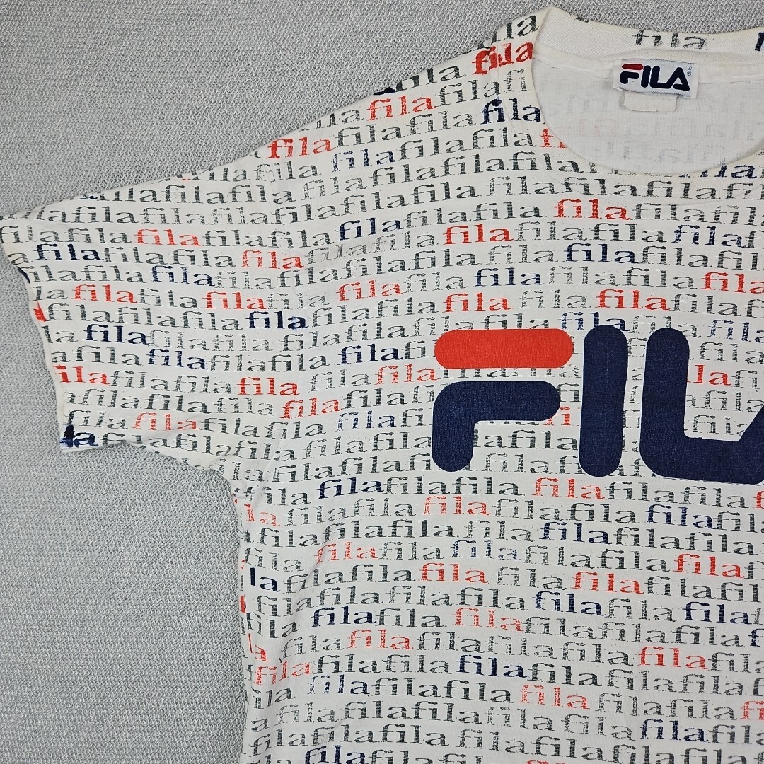 T shirt vintage anni '90 FILA stampa tutta over punto singolo anni '90 grande