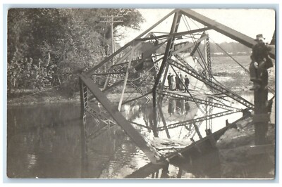 c1910's Bridge Collapse In Colorado CO RPPC Photo Posted Antique Postcard