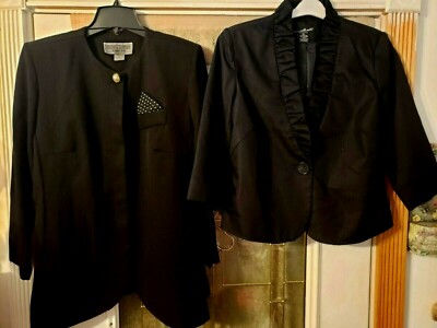WOW WEAR Formal Jacket Black M 40'' Bust 1 Button Ruffled OR 14P 44'' Bust