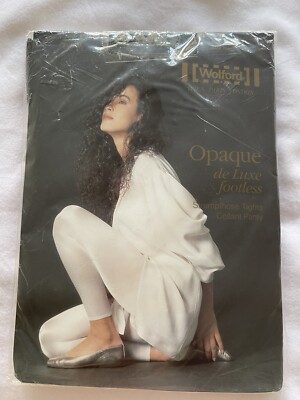 Wolford Opaque De Luxe Footless Tights. Black. Medium. Vintage. Rare