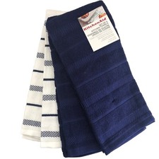 New KitchenAid Set of 4 Cotton Plush Kitchen Dish Towels - Navy Blue Cobalt Blue